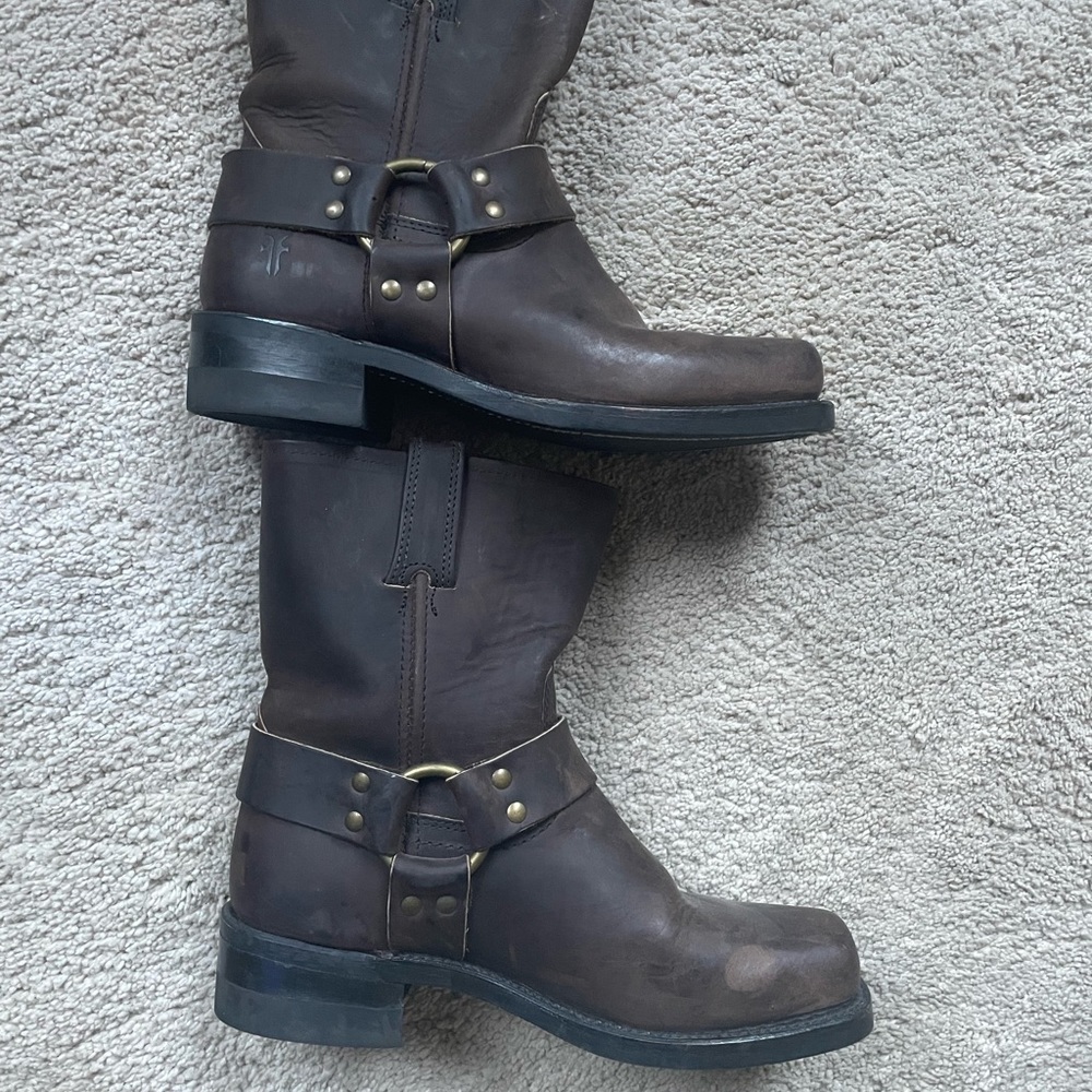 Frye Harness 7M 87400 Mens Brown Leather Slip On Motorcycle Boots